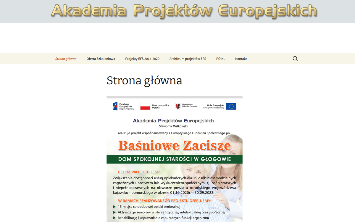 Akademia Projektów Europejskich – strona internetowa
